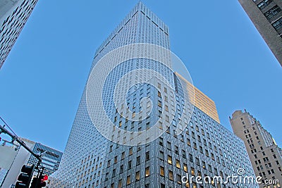 Soconyâ€“Mobil Building in evening light New York Editorial Stock Photo